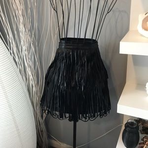 H&M faux leather fringle skirt
